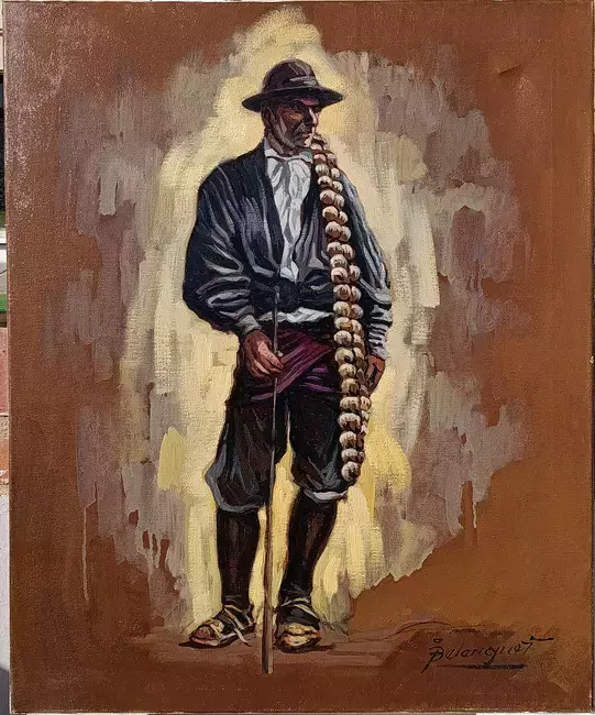 Abuelo con ajos y vara